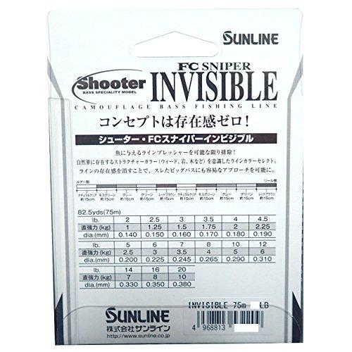 ?????(SUNLINE) SUNLINE Fluorocarbon Line Shooter, Sniper, Invisible, 25.4 ft (75 m), 5 lbs, Natural Clear, Moss Green, Gray, Green, Red Brown