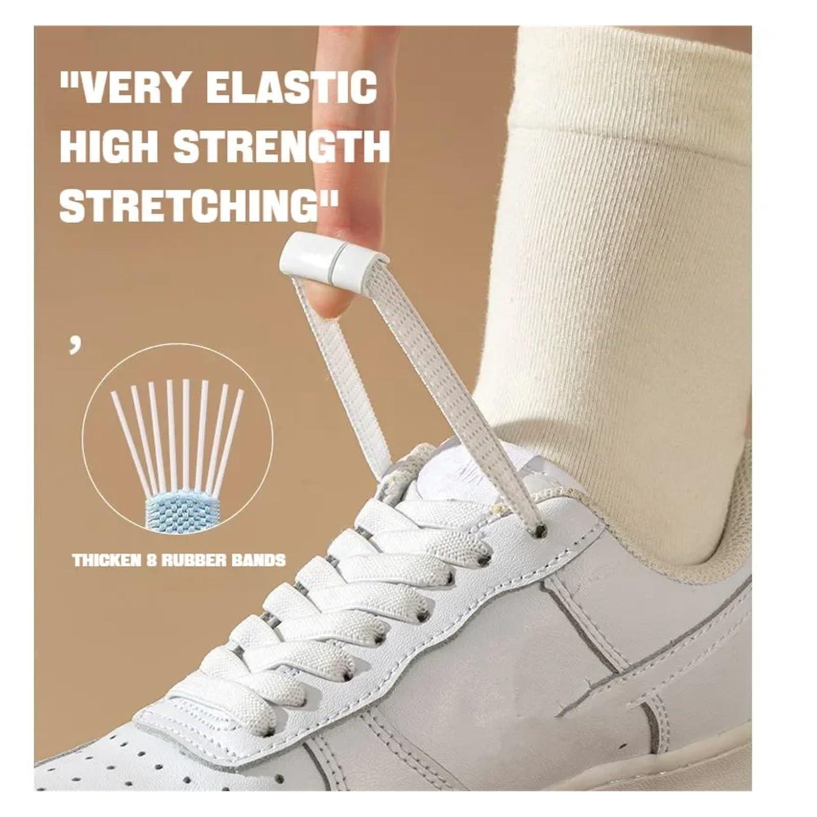 NineFit Basics Lock Shoelaces Without Ties Flat Elastic Laces Sneakers Boots No Tie Shoelace Rubber Bands For Shoes Accessories(Black)