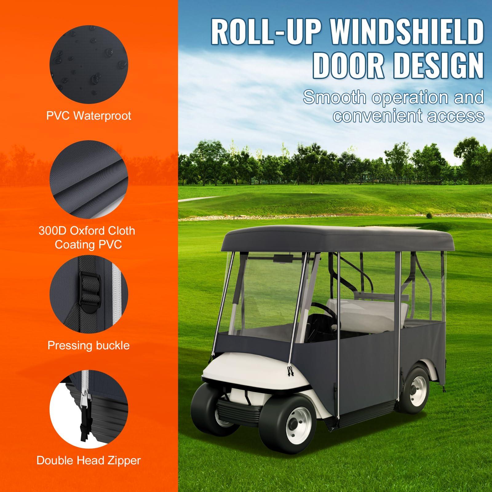 Happybuy Happybuy Golf Cart Enclosure 86'', 4-Person Golf Cart Cover, 4-Sided Fairway Deluxe, 300D Waterproof Driving Enclosure with Transparent Windows, Fit for EZGO, Club Car, Yamaha Cart