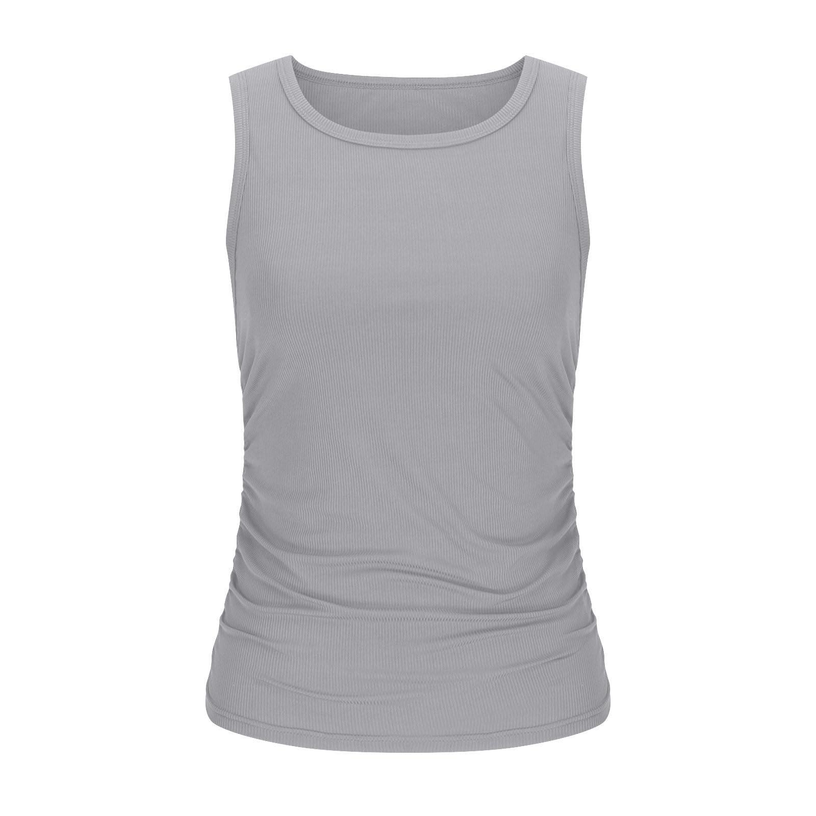 NineFit Basics Dressy Tank Tops for Women White Tank Top with Built in Bra Tank Top Womens Womens Ruched Tank Top Seamless Top White and Black Tank Tops for Women