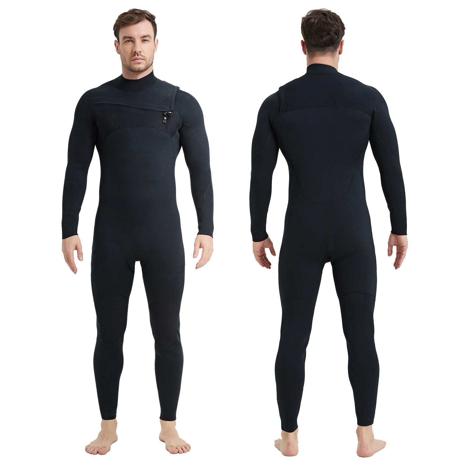Lemorecn Lemorecn Mens Surfing Wetsuit Super Stretch Neoprene 4/3mm Chest Zip Full Wetsuit for Men(MC0401-2XL)