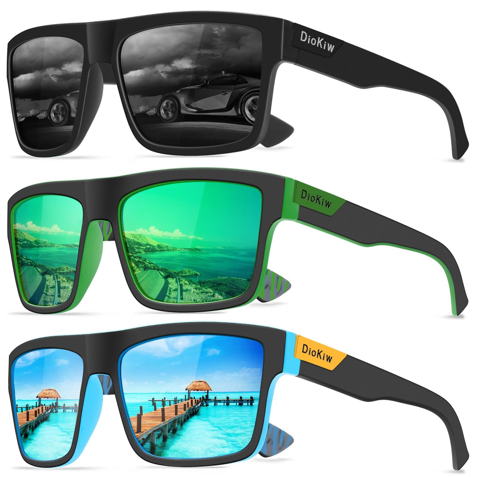 DioKiw DioKiw Polarized Sunglasses for Men Sporty Style Design Driving Travel Sun Glasses Lightweight Square Frame UV Protection Goggles