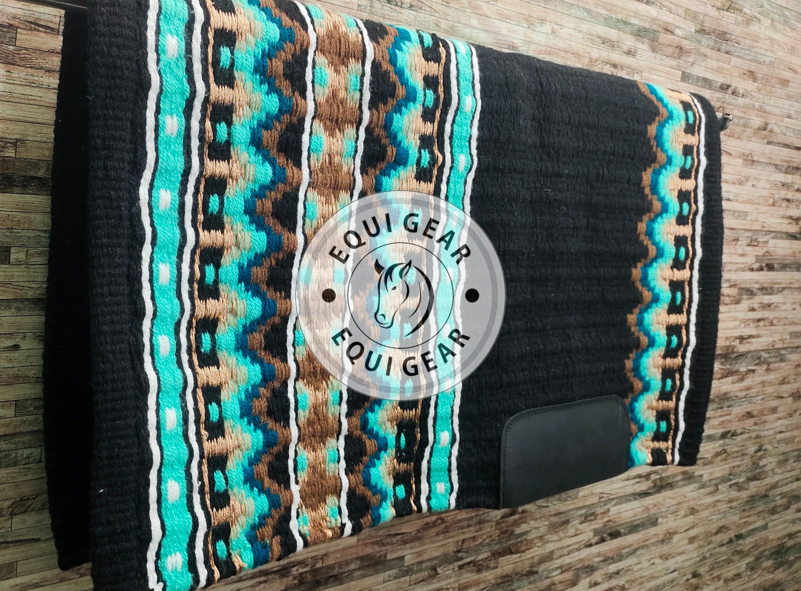 EQUIGEAR EQUIGEAR Western Show Horse Saddle Blanket New Zealand Wool Western Design Handmade Saddle Blanket Top Wool Pad Sensor Flex (Customization Available) ZB-003 (36x36)
