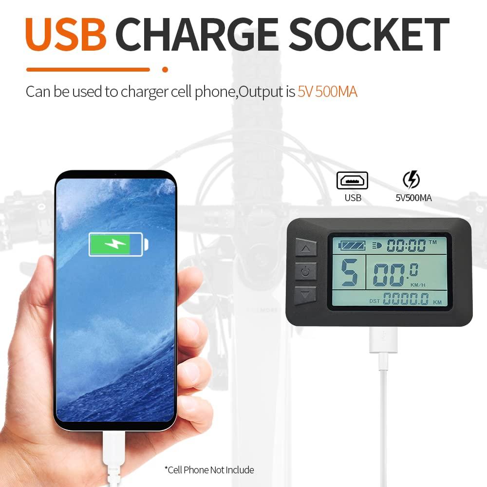 HUDAMZKY Ebike LCD Display Meter KT-LCD7U 24V 36V 48V 52V Electric Bike Conversion Kit Display for KT Controller (LCD7U SM Plug)