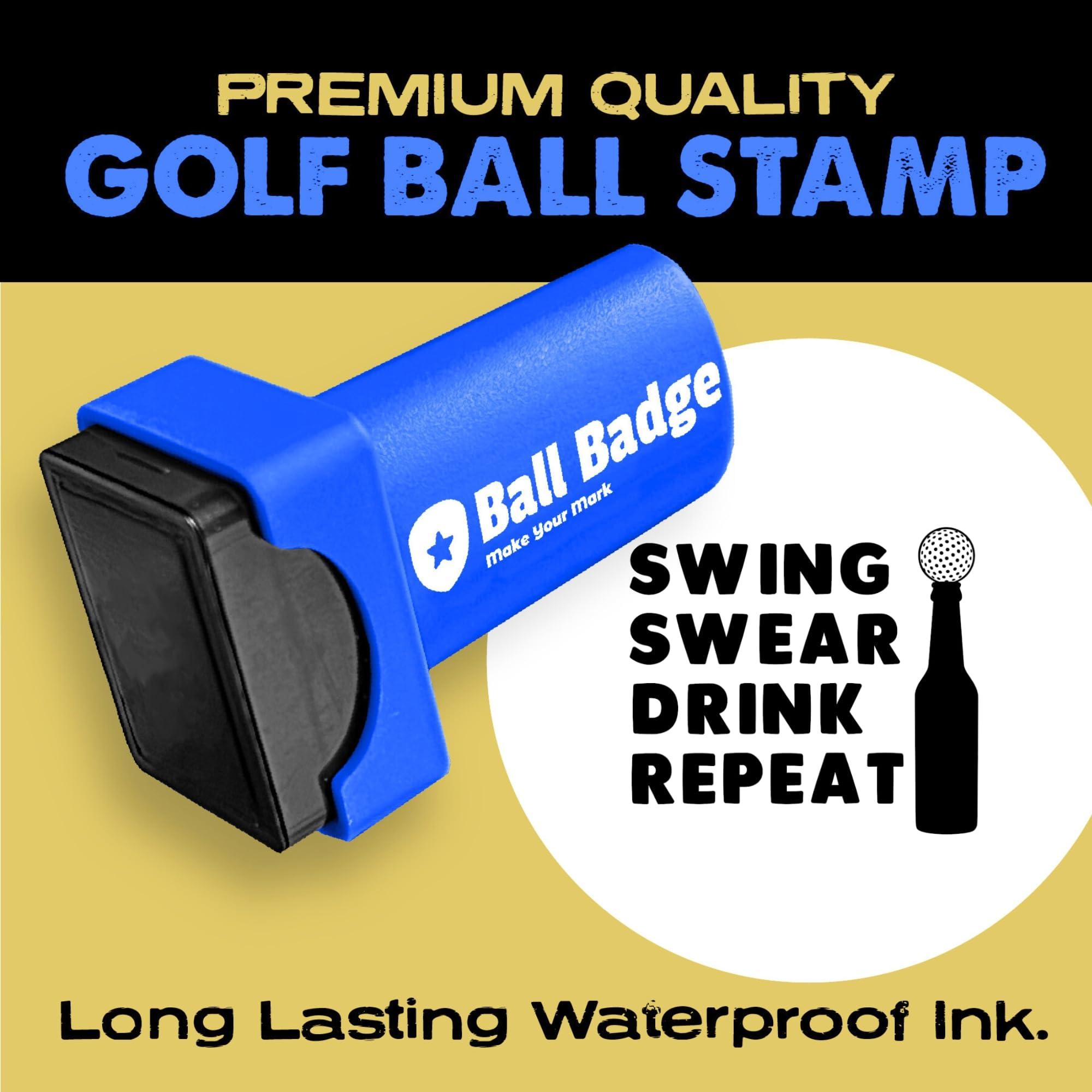 HODL 21 HODL 21 Ball Badge - Golf Ball Stamp, Self-Inking Golf Ball Stamper (The Dirty Series), Golf Ball Marker, Reusable Golf Ball Marking Tool to Identify Golf Balls (Swing Swear Drink Repeat)