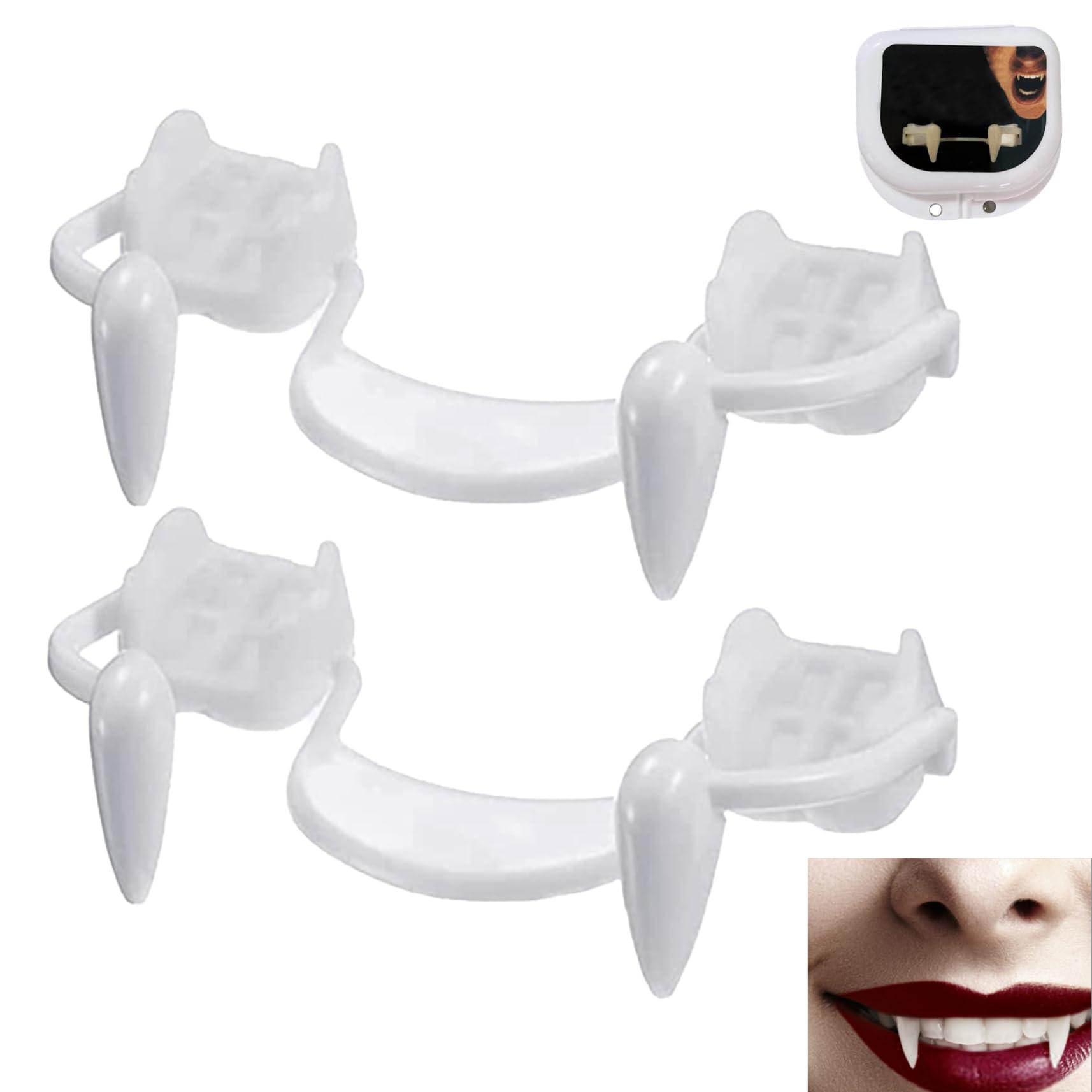 KUYYFDS KUYYFDS Vampire Teeth,Vampire Fangs Retractable Fangs for Adults 2 Pieces Telescopic Fangs Teeth Fake Fangs Braces Fake Dentures with Halloween Party Fangs