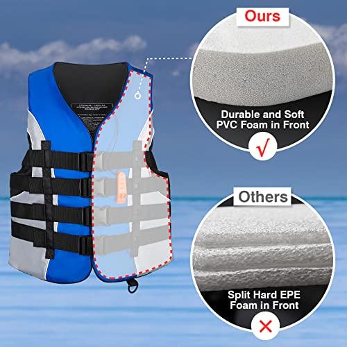 Leader Accessories Leader Accessories Adult Universal Personal Flotation Device USCG Approved Life Jacket Vest (Blue, 3XL)