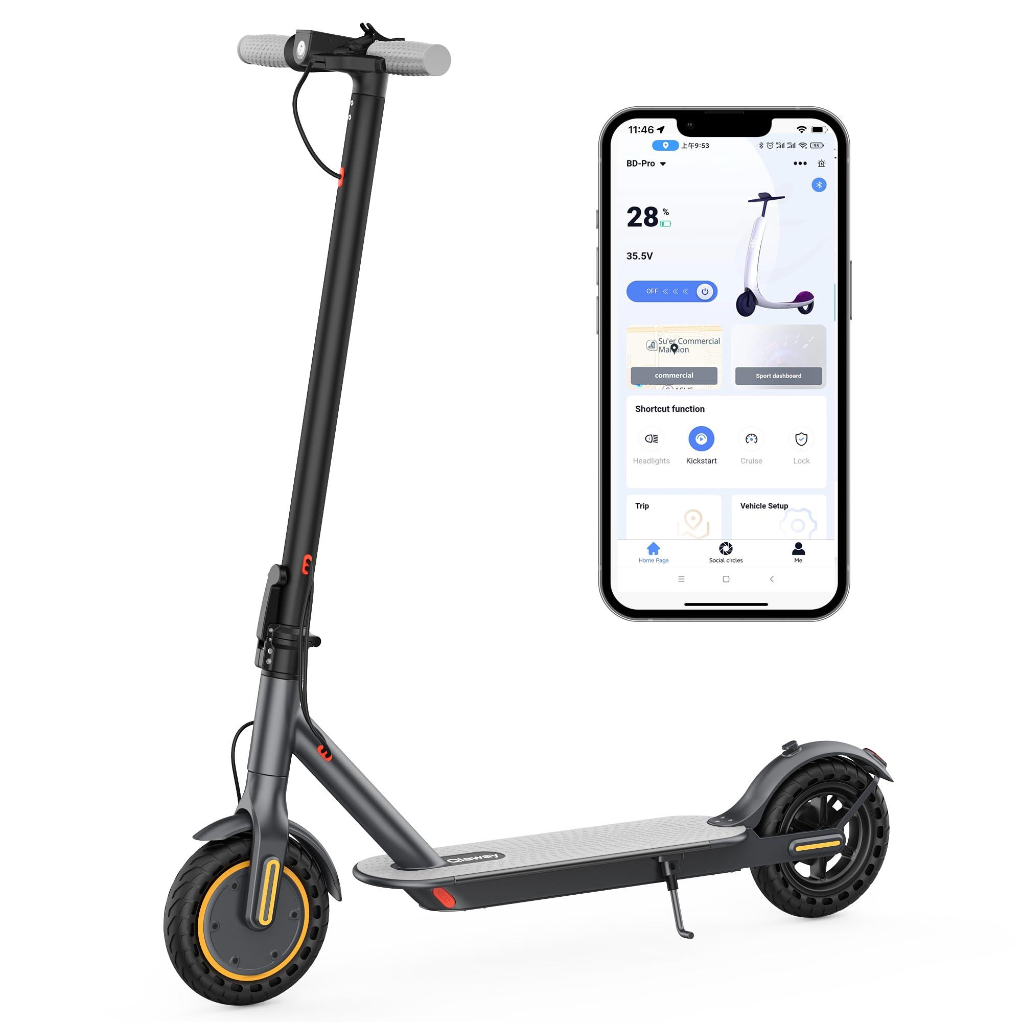 Qlaway Qlaway 8.5" Aluminum Alloy Frame E Scooter for Adults 20 MPH Sport Escooter 350W Motor, Electric Scooter Up to 22 Miles Range, Bearing 265 LBS/APP Control-Yellow