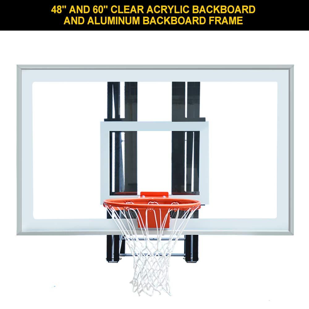 ProSlam ProSlam Complete Garage Upper Roof Mounted Basketball Hoop System, 60 inch Clear Backboard,Durable Steel Bracket and Heavy Duty Breakaway Rim Combo Fit Most Slanting Roofs