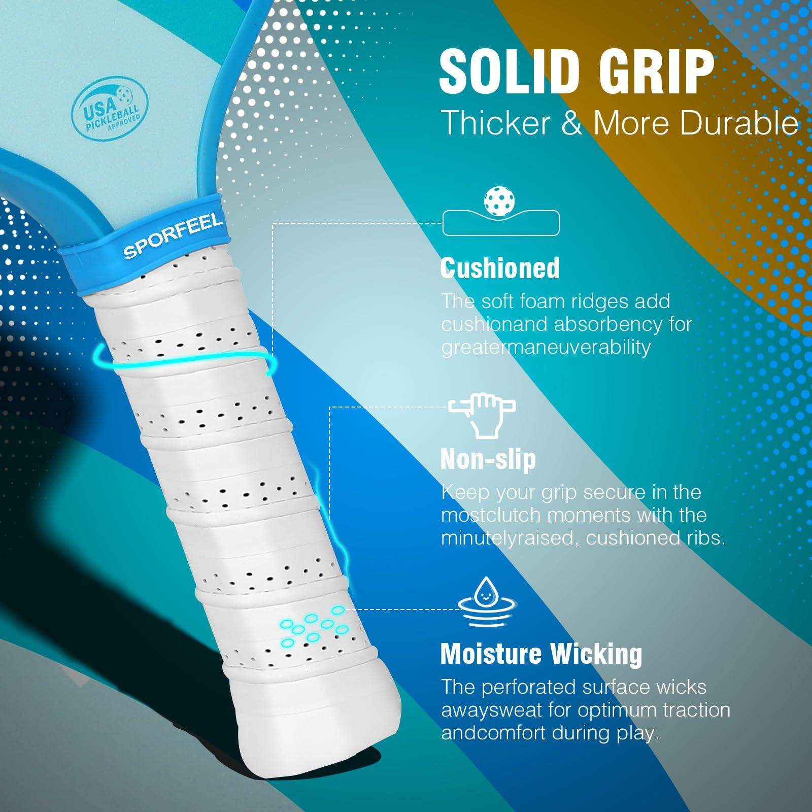 SPORFEEL SPORFEEL Pickleball Paddles, USAPA Approved Fiberglass Pickleball Paddle Sets, Indoor Outdoor Pickle Ball Sports Accessories, Pickle Ball Set for Men Women Beginners, includes 4 Balls and 1 Bag (Blue)