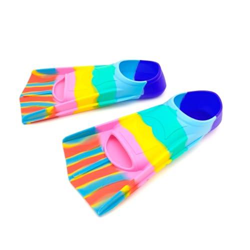 Gugmoy Gugmoy Kids Swim Fins,Comfortable Silicone Flippers for Swimming and Diving,Size Suitable Beginners Kids Girls Boys Adults (XX-Small, ZAColorful-A)