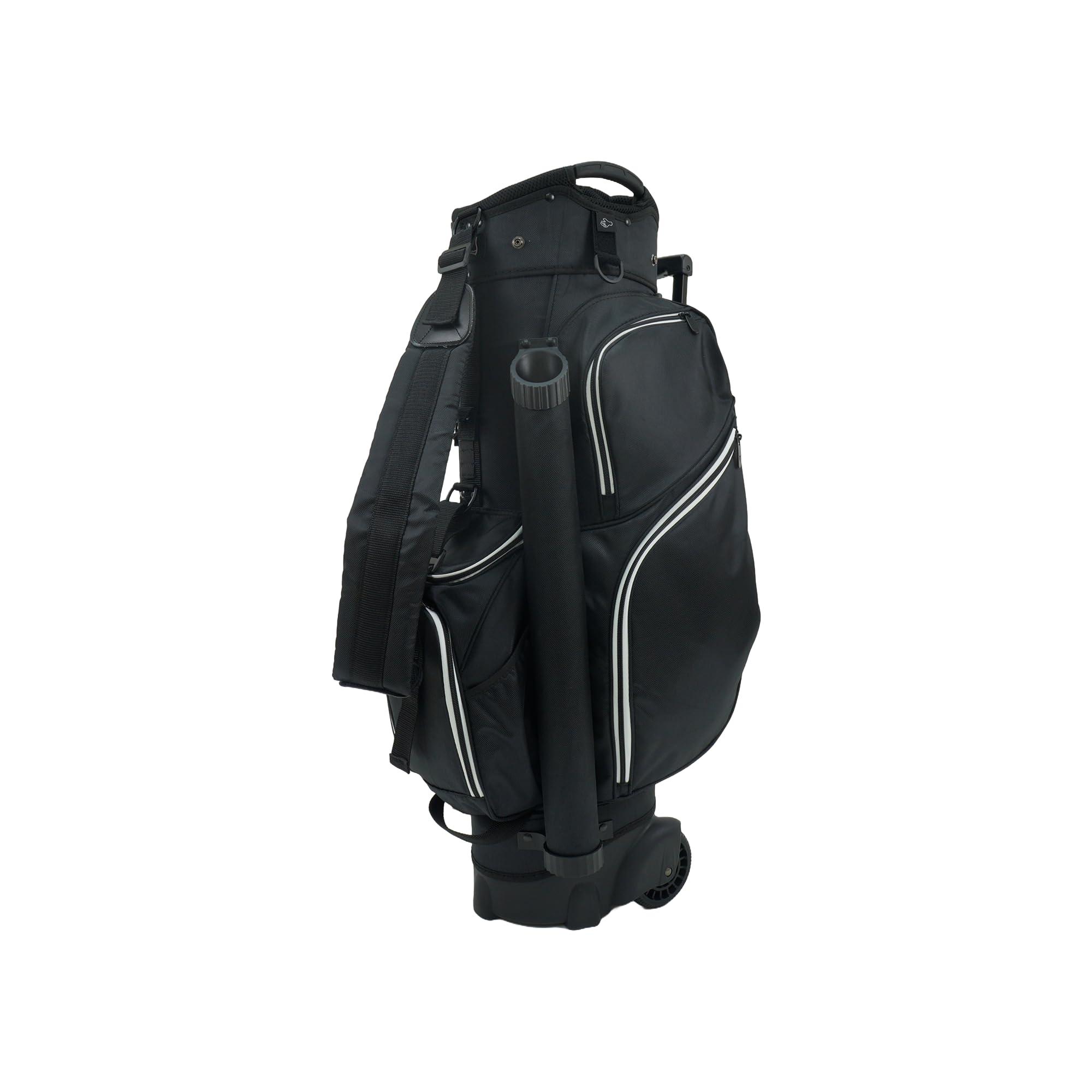 RJ GOLF RJ Sports Carter 14 Way Divider Top Transport Golf Cart Bag with Wheels/Handle (Black)