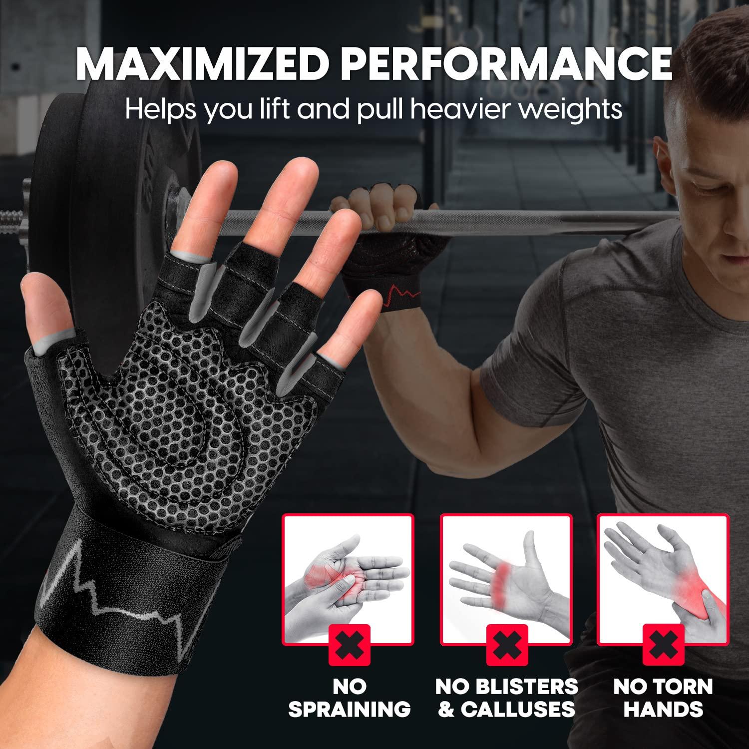 MhIL MhIL Workout Gloves for Men Comfortable Gym Gloves for Men with Enhanced Grip for Safety and Hand Protection Weight Lifting Gloves for Men with Wrist Wraps Support for Performance Boost and Style