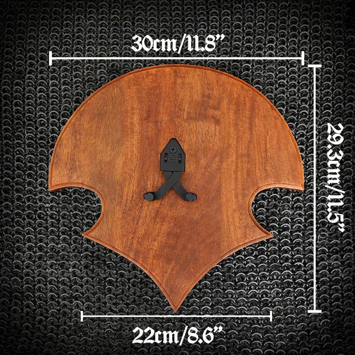 Mythrojan Mythrojan Wooden Sword Wall Mount Medieval Sword Plaque Sword Holder for Display Holder with Hardware Sword Hanger Wall Vertical Mount Single Rack Display Holder Home Dcor, Natural - 11.75\" x 11.75\"