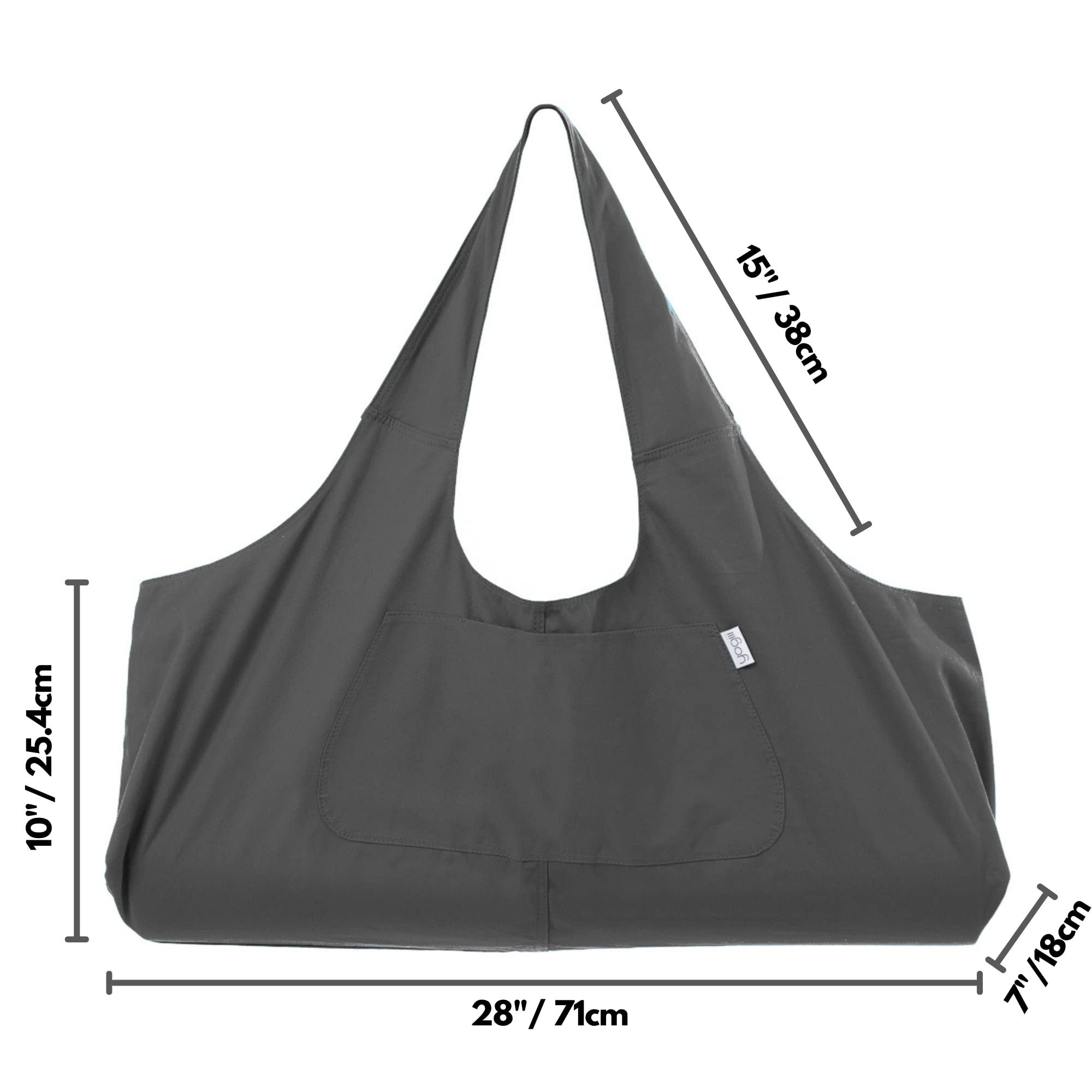 Yogiii Yogiii Yoga Mat Bag | The ORIGINAL YogiiiTotePRO | Large Yoga Mat Bag or Yoga Mat Carrier with Side Pocket | Yoga Bag Fits Most Size Mats (Ash Gray)
