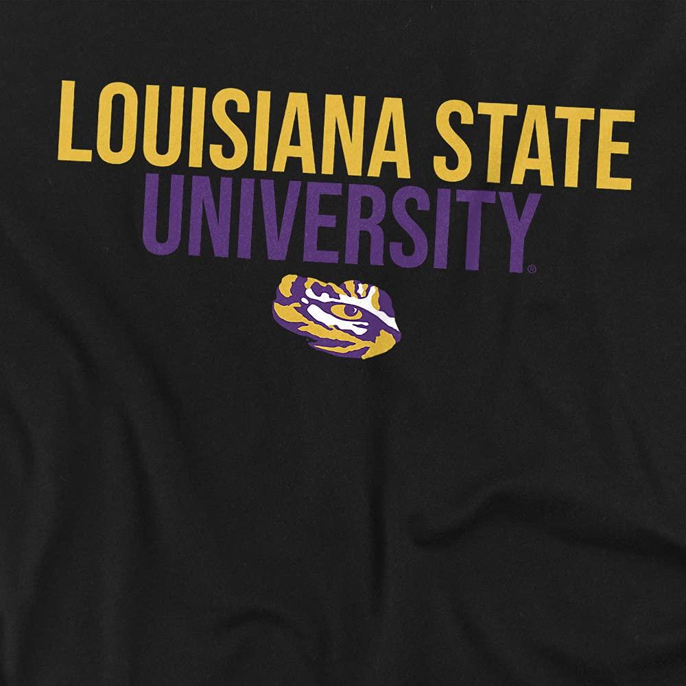 Louisiana State University Louisiana State University LSU Official Stacked Unisex Adult T-Shirt, Black, 3X-Large