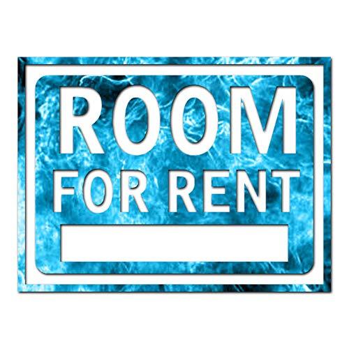 Southern Decalz Room For Rent Business Sign - Vinyl Decal Sticker - 5\" x 3.75\" - Blue Flames