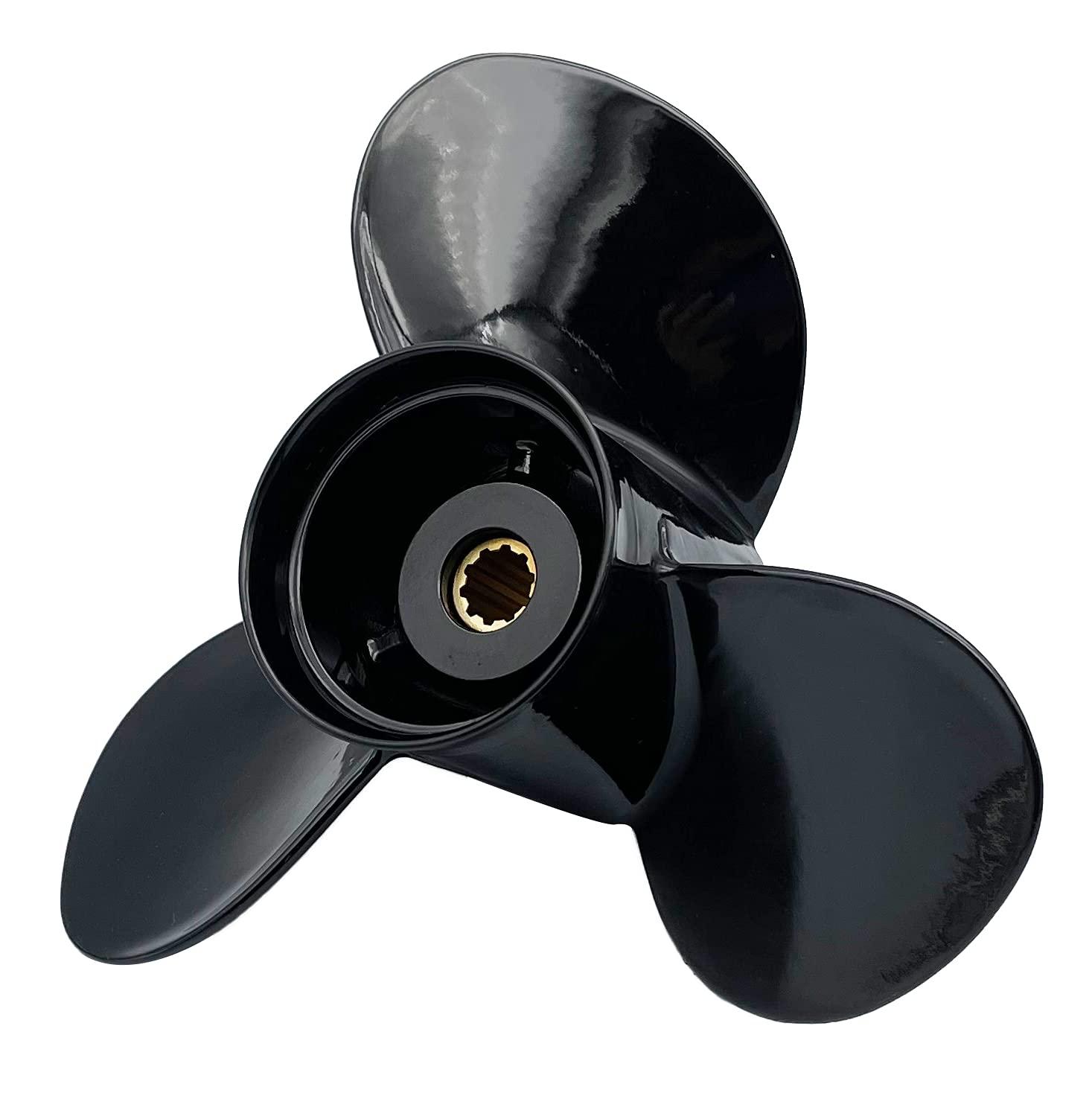 RASON-REX RASON-REX OEM Grade Aluminum Outboard 3 Blades Propeller 10 1/4x9P Boat Prop Compatible for Suzuki 20-30HP with 10 Spline Tooth,RH