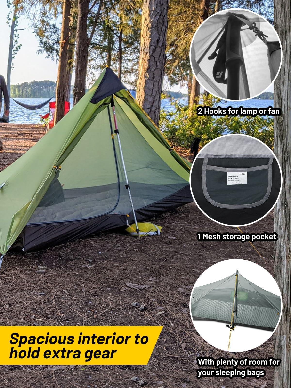 MIER LANSHAN Ultralight Tent 3-Season Waterproof Backpacking Tent for 1-Person Camping, Trekking, Climbing, Hiking, 1 Person, Green
