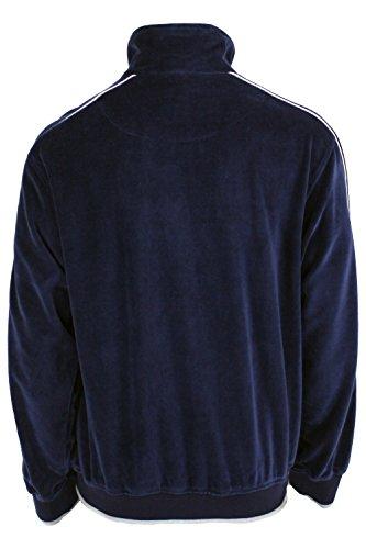Sweatsedo Sweatsedo Navy Blue Mens Velour Track Jacket with Light Gray Piping (XX-Large)