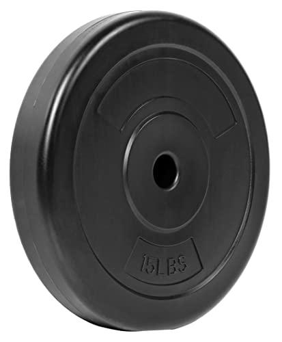 Signature Fitness Fitvids Vinyl Standard 1-Inch Plate Weight Plate for Strength Training and Weightlifting, 100-Pound Set with Barbell