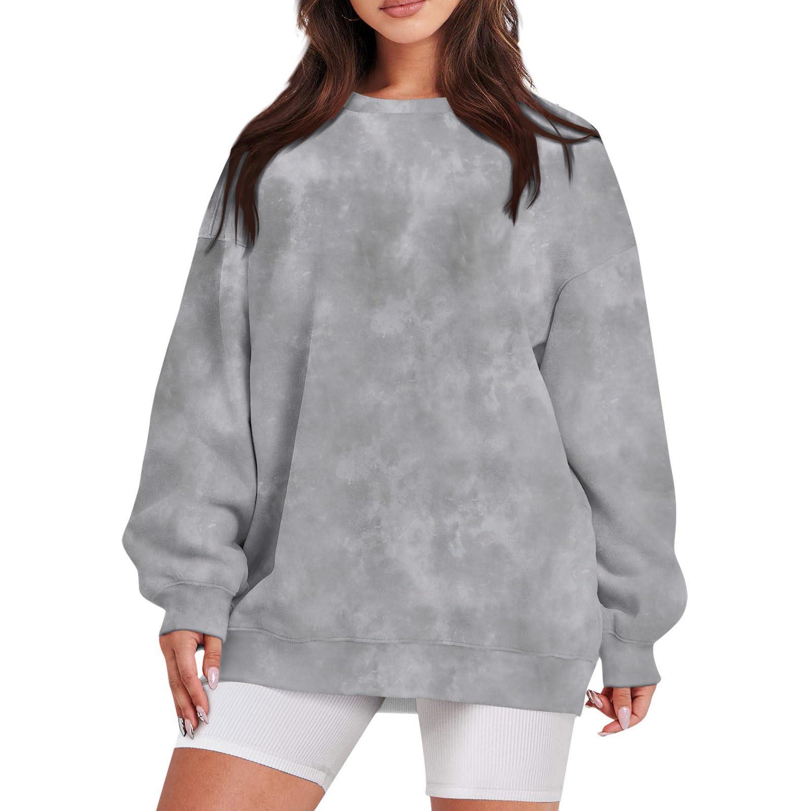 HUEAHDOU Camo Pullover Women Real Tree Friends Crop Top Hoodie Oversized Maple Leaf Print Sweatshirts Casual Long Sleeve Camo Crewneck Sweatshirt(Medium,Grey)