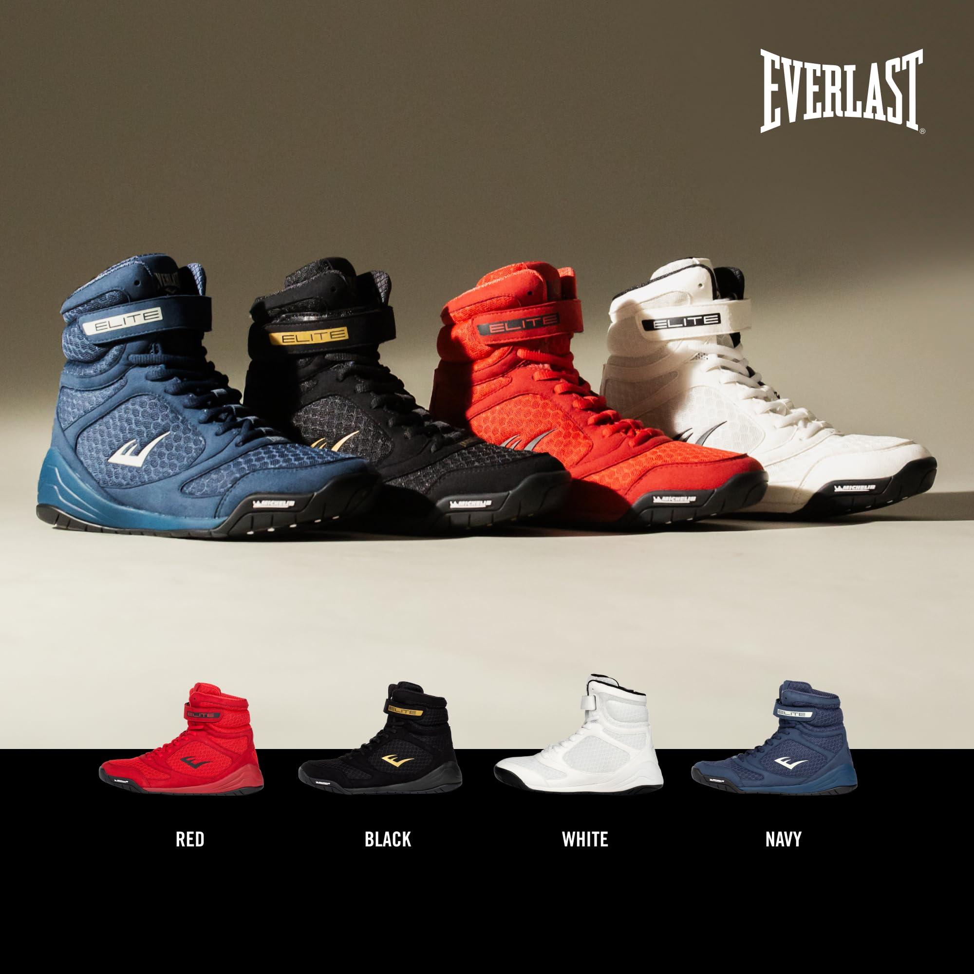 Everlast Everlast Elite V2 Boxing Shoes: Your Ultimate Training Companion for Excellence and Durability Boxing Shoes, Elite 2 Shoes, Training Footwear (White, Size 12)