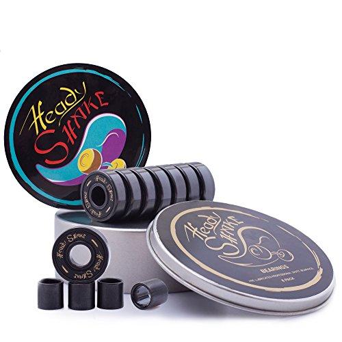 Heady Shake Heady Shake Pro Skateboard Bearings - Fastest Premium 608rs Titanium - Longboard, Skate Board, Kick Scooter, Inline and Roller Skates, 8-Pack