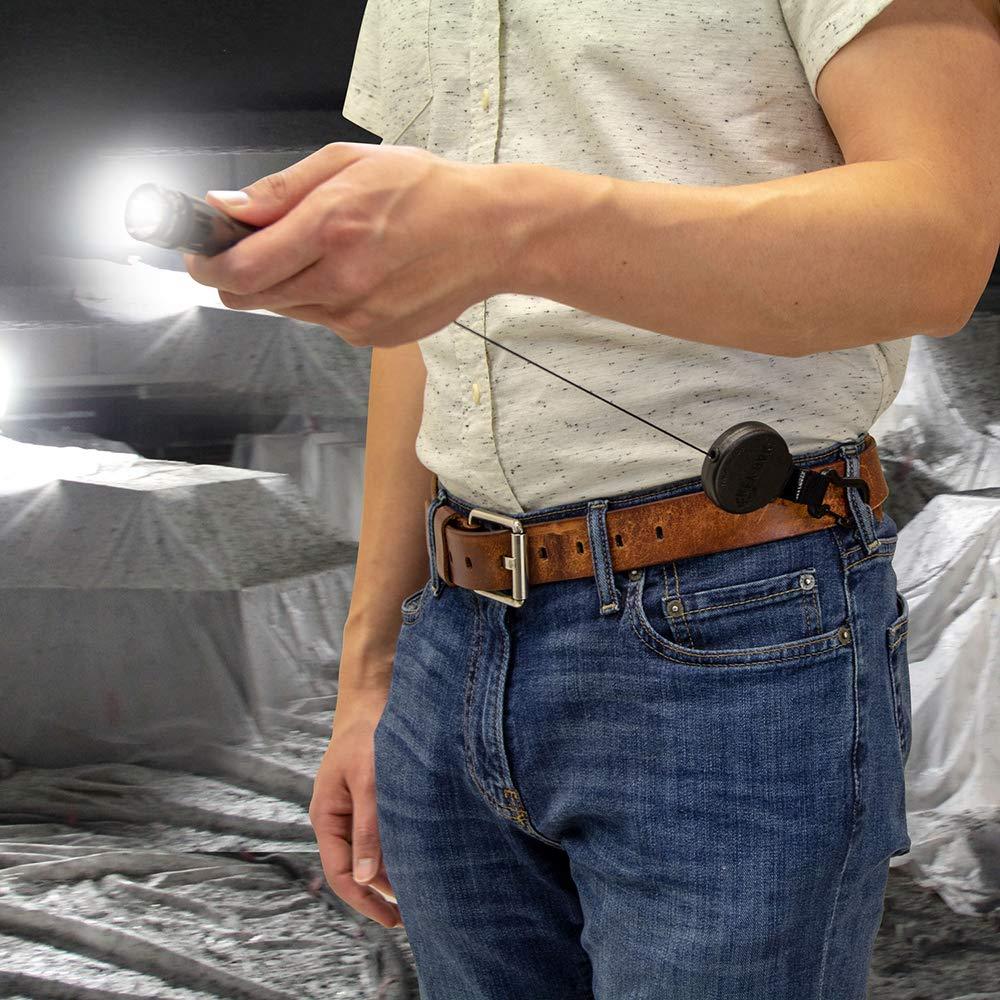 KEY-BAK KEY-BAK SECURIT HD Retractable Keychain, 24" Stainless Steel Chain, 8 oz. Retraction, Durable Polycarbonate Case, Zinc Alloy Carabiner, Split Ring, Black