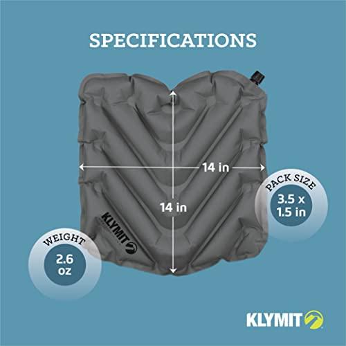 Klymit Klymit V Seat, Lightweight Inflatable Travel Cushion, Best for Camping, Bleachers, or Glassing Pad , Gray