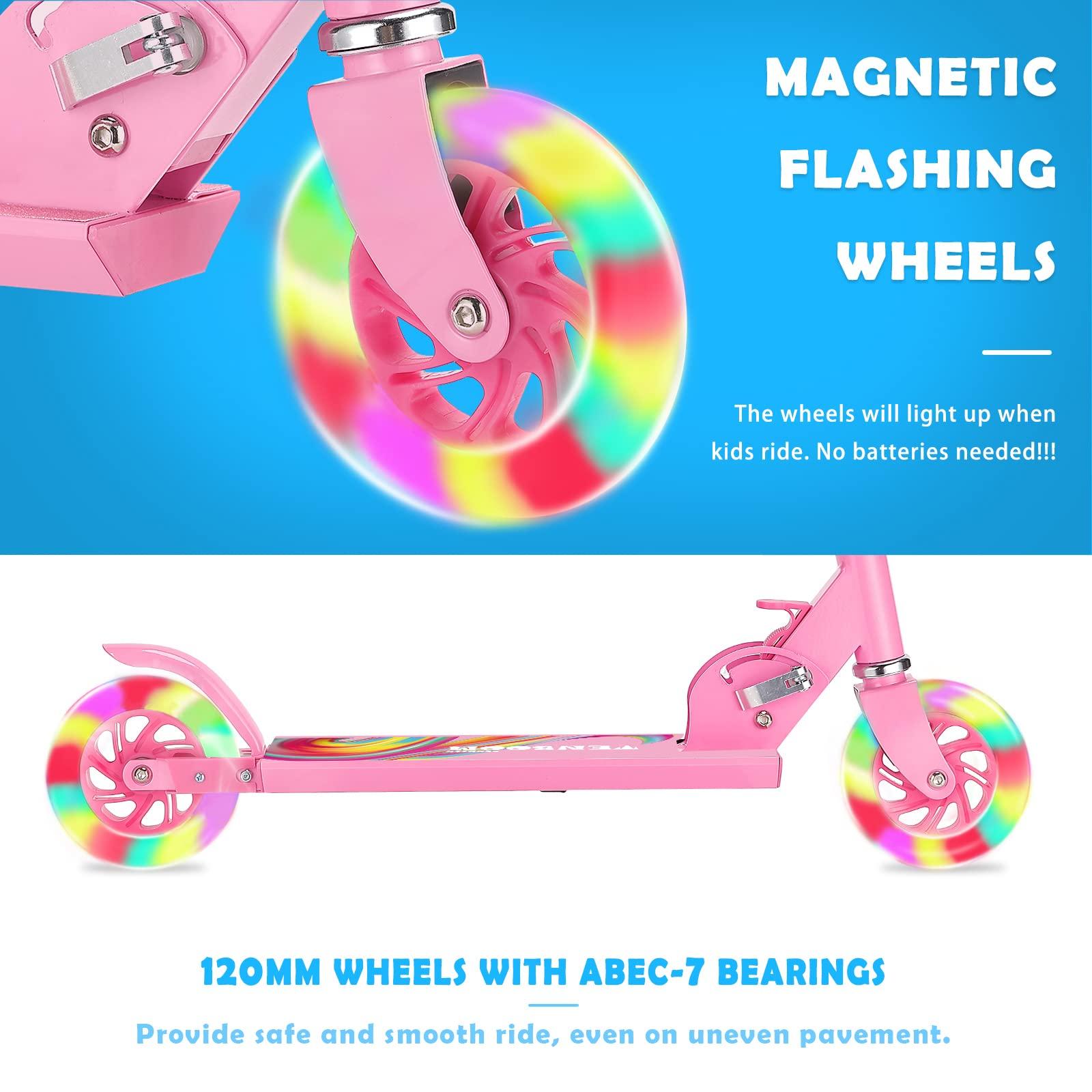 TENBOOM TENBOOM Scooter Toys for Kids Ages 6-12/3-5, Light Up Wheels Christmas Birthday Gifts for Girls Boys, Easy Folding Kids Scooter with 3 Levels Adjustable Handlebar