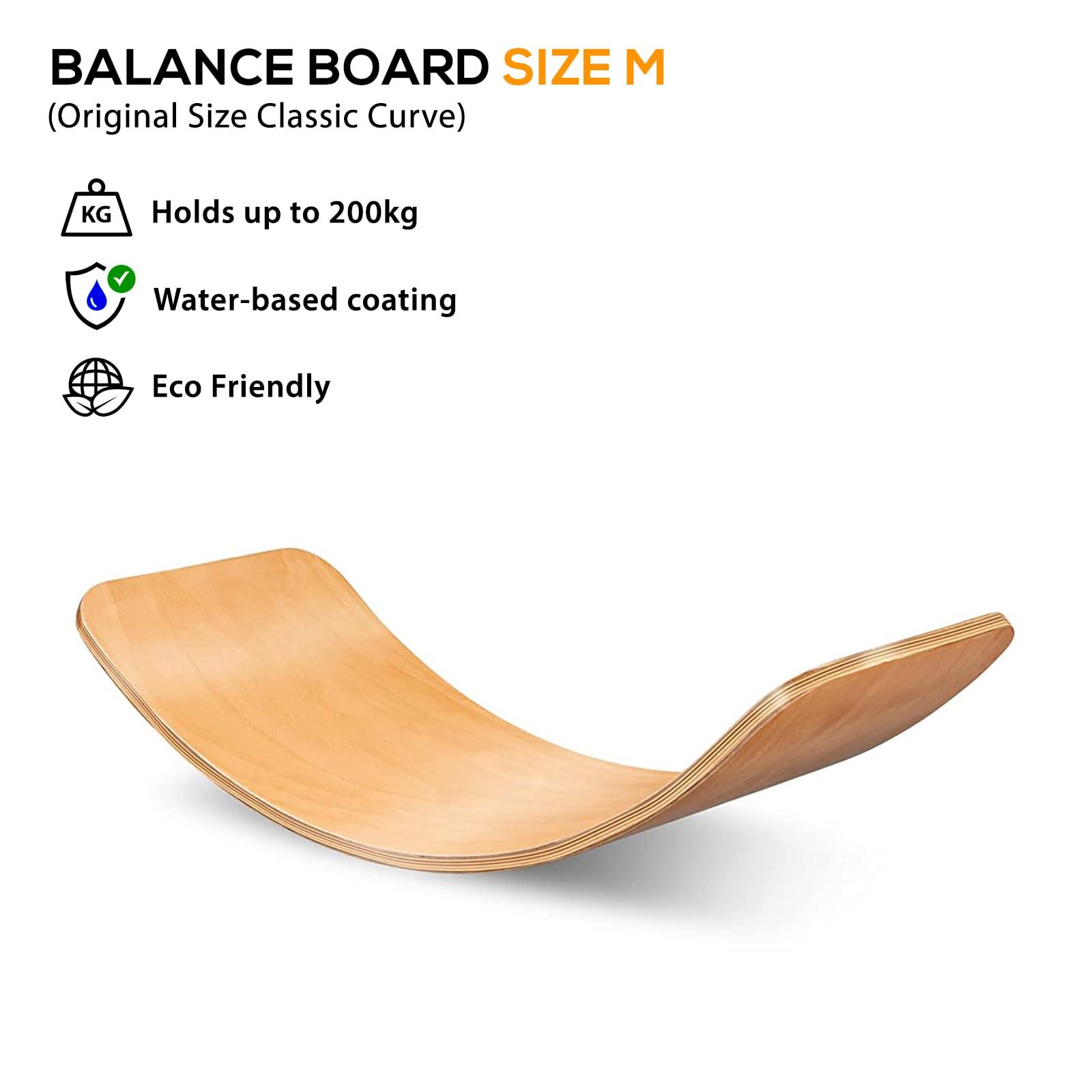 Buve Balance Board Wobble Board - Balance Boards for Adults - Wooden Wobble Balance Board for Kids and Toddler - Yoga Board - Rocker Board - Natural Solid Wood Curvy Board 36\"