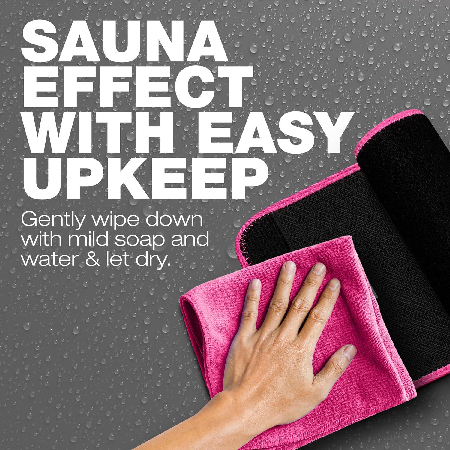 ActiveGear ActiveGear Waist Trainer for Women & Men - Sweat Band Waist Trimmer Belt for a Toned Look - Reinforced Trim and Hook & Loop Closure (Pink Hem, Large: 9 x 46)