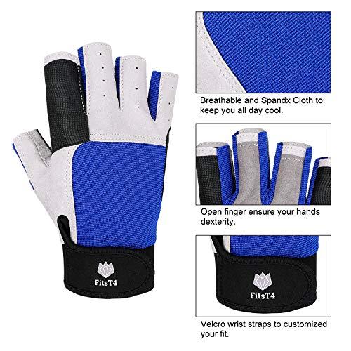 FitsT4 Sports FitsT4 Sailing Gloves 3/4 Finger and Grip Great for Sailing, Yachting, Paddling, Kayaking, Fishing, Dinghying Water Sports for Men and Women Blue M