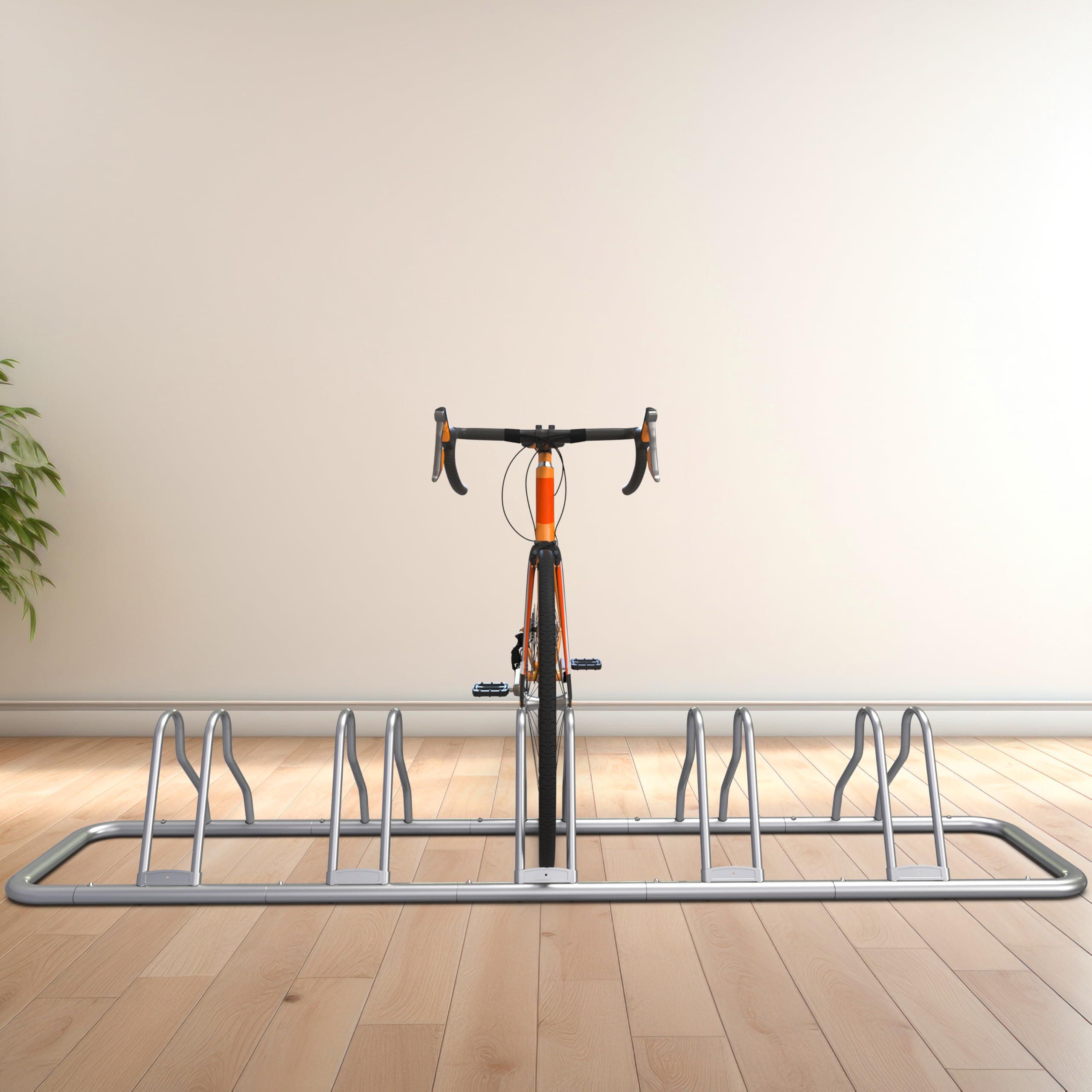 Simple Houseware Simple Houseware 5 Bike Bicycle Floor Parking Adjustable Storage Stand, Silver