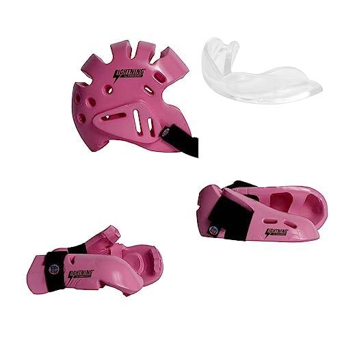 NineFit Basics Proforce 6 Piece Karate Sparring Gear Set Combo (Pink, Child med)