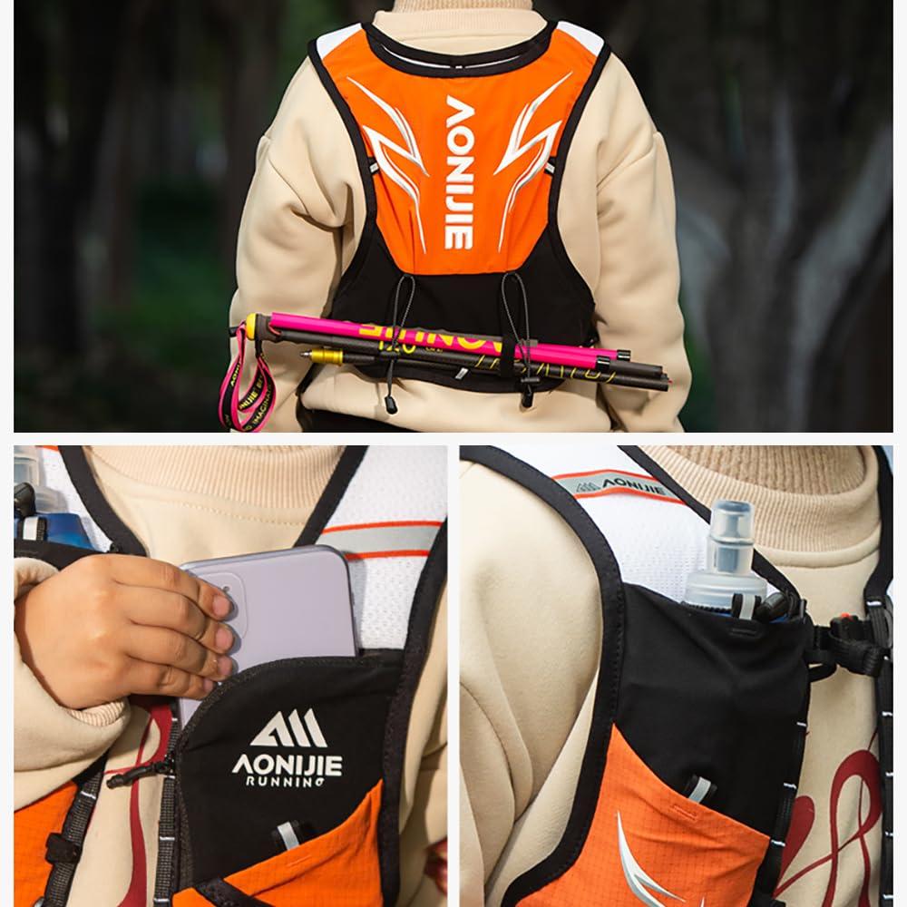 YOUGLE YOUGLE Kids Hydration Backpack 3L Lightweight and Breathable Running Hydration Vest with Whistle for Hiking Cycling (Blue with 750ml Bottle)