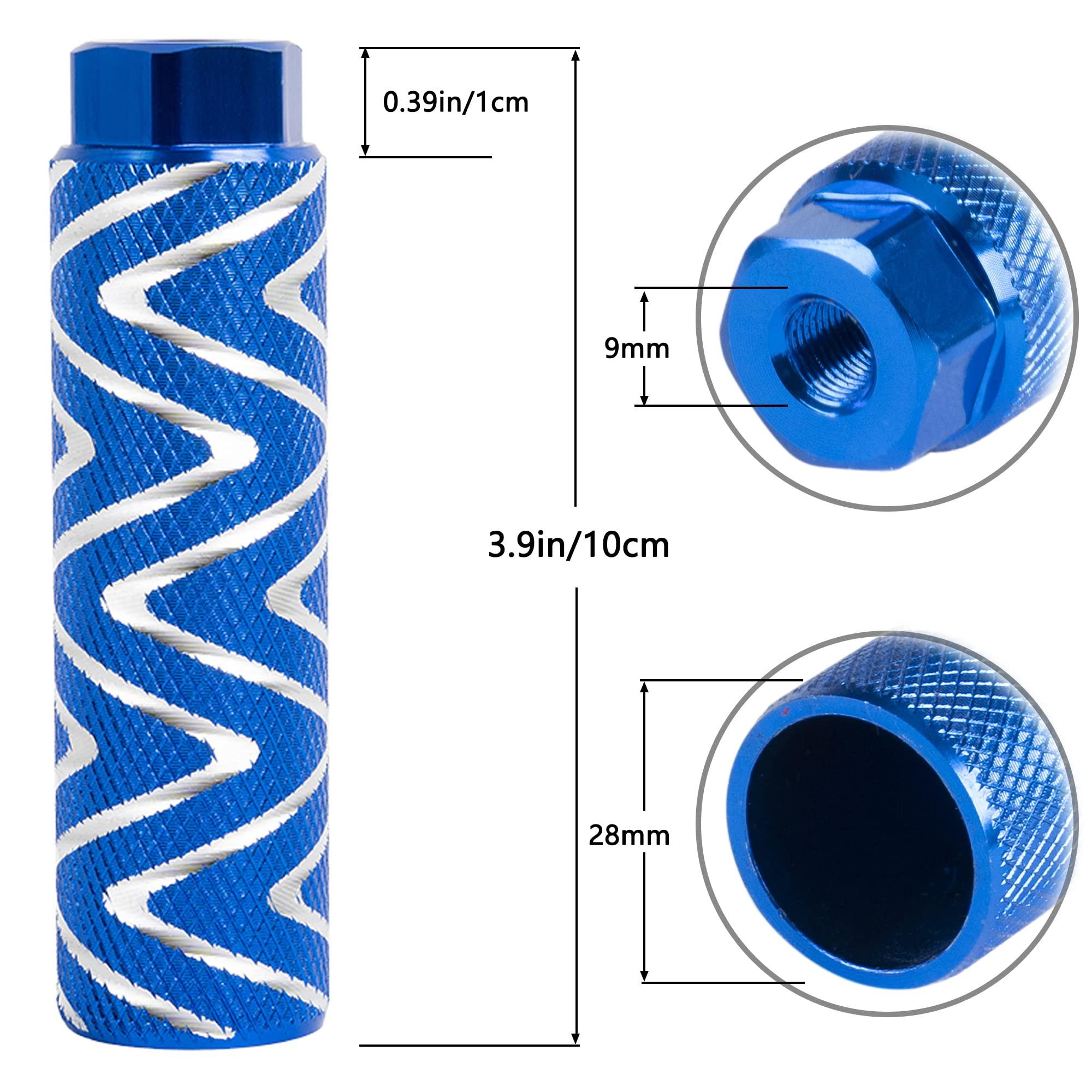 KINSPORY KINSPORY 4PC Bike Pegs for 3/8 inch Axles, Aluminum Alloy Anti-Skid BMX Bicycle Pegs for Mountain Bike Backseats Stands Cycling Rear Stunt Pegs (W' Blue)
