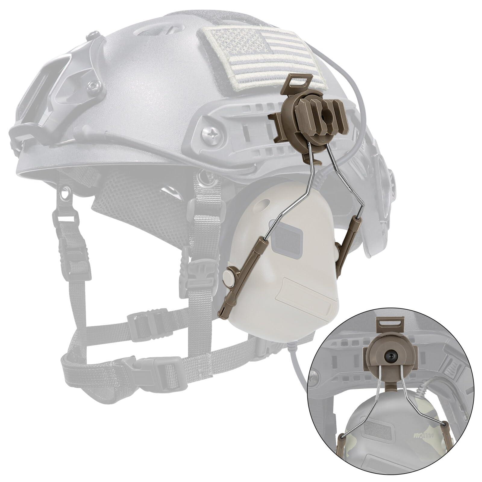 Qavctw Qavctw Tactical Helmet Rail Suspension Adapter for Airsoft Fast Headset Universal Tactical Helmet Headphones Bracket System Ear Protection for Airsoft Hunting