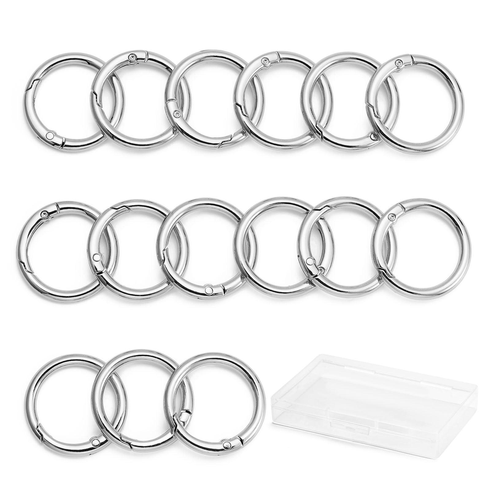 DEVPSISR DEVPSISR 15pcs Trigger Spring O Rings Round,Metal Keychain Ring Round Carabiner Clips for Keyrings Buckle, Bags,Purses (Gold, 1 inch)(Silver,1 inch)