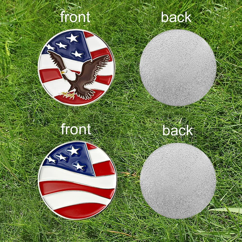 GOLTERS GOLTERS Golf Ball Markers Assorted Patterns Value Pack of 12 Golf Gifts, Golf Cap Clips and Divot Repair Tools Parter Accessories Sets for Men Women Golfer (American Flag 1)