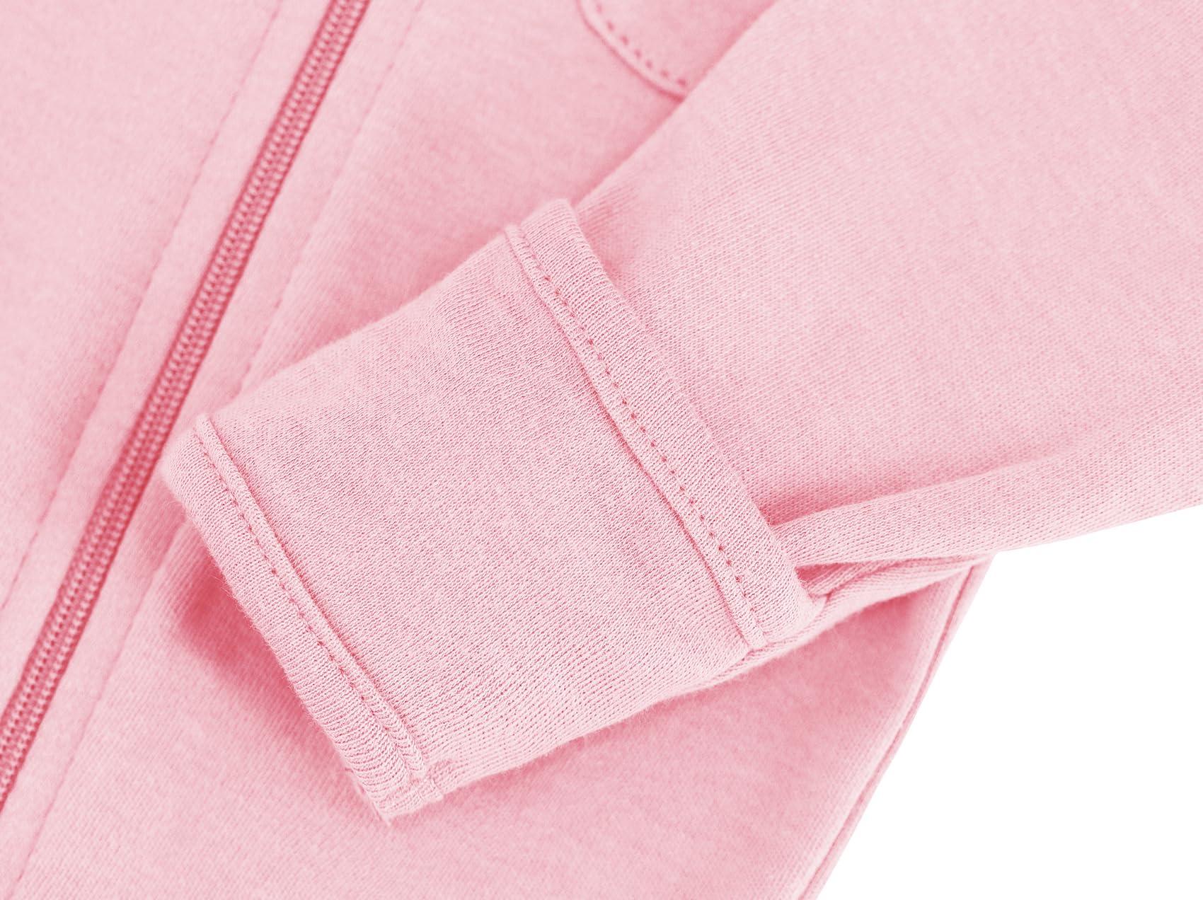 Eleven's Kingdom Eleven's Kingdom Baby Pajamas 3-6 Months Pink Cotton Baby Girl Sleeper Sleepers PJs with Mitten Cuffs,2 Way Zipper Baby Girl Clothes Onesie Footies Infant Sleep and Play Pink 3-6 Months