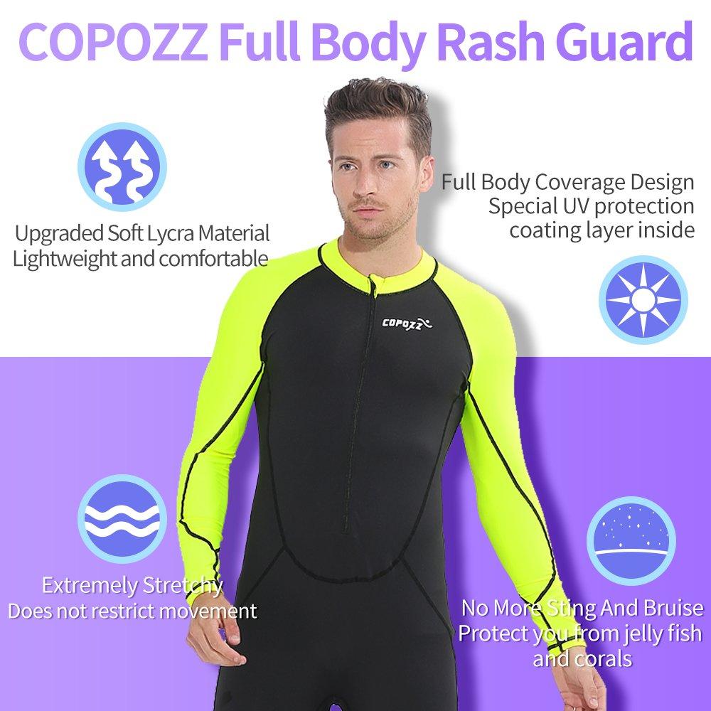 COPOZZ COPOZZ Diving Skin, Men Women Youth Thin Wetsuit Rash Guard- Full Body UV Protection - for Diving Snorkeling Surfing Spearfishing Sport Skin (Black/Green, Medium for Men)