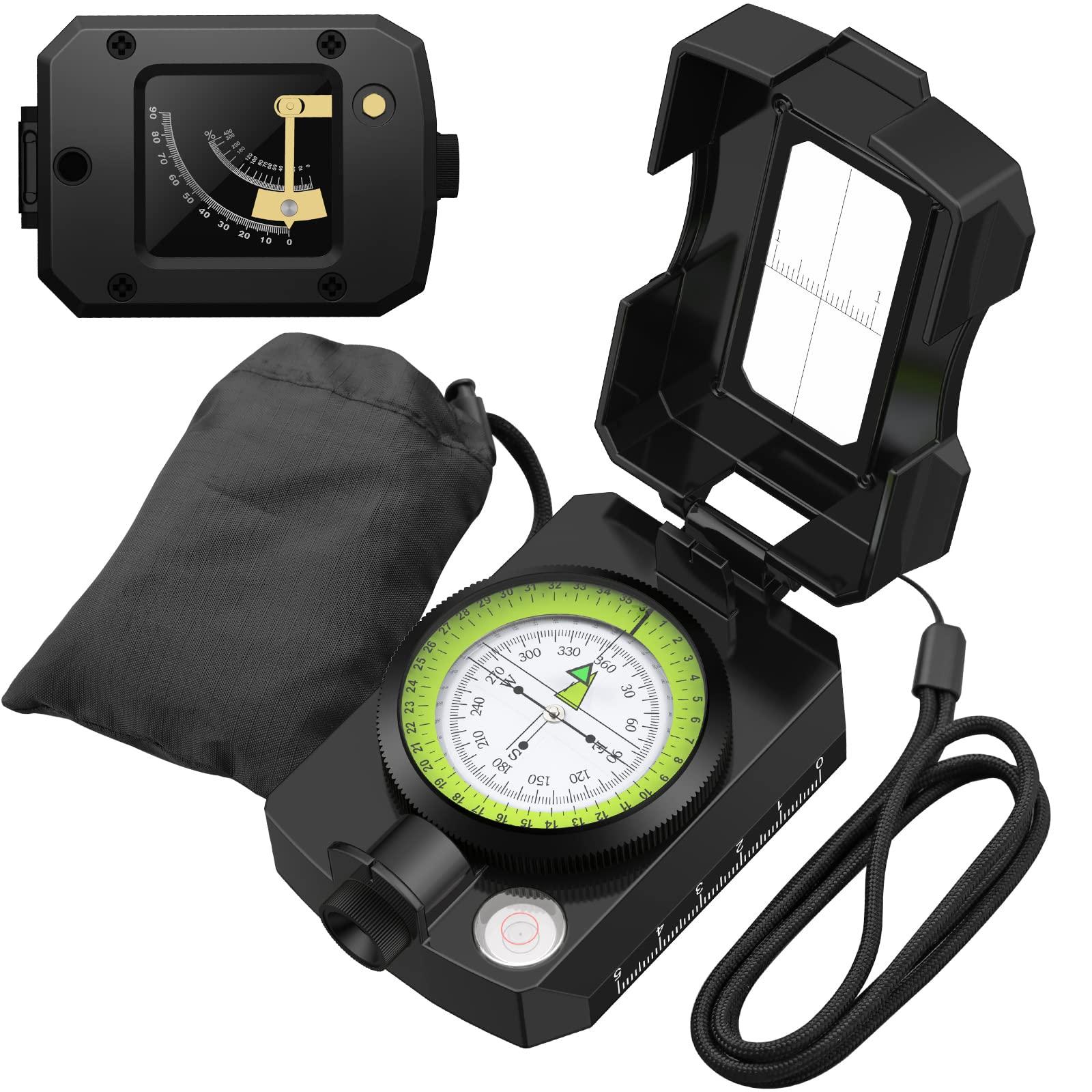 Proster Proster IP54 Hiking Compass Professional Military Compass Aluminum Alloy Camping Compass Waterproof with Sighting Clinometer