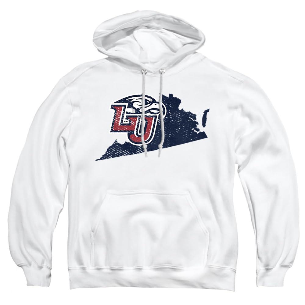 LOGOVISION Liberty University Official State Shape Unisex Adult Pull-Over Hoodie, White, 2X-Large