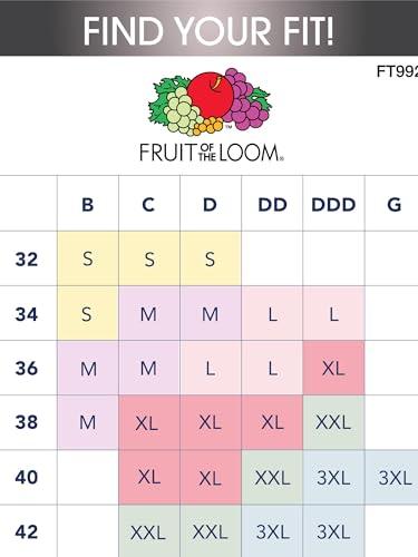 Fruit of the Loom Fruit of the Loom Women's Medium Impact Sports Bras Supports Without Padding, Black Hue/Black Hue