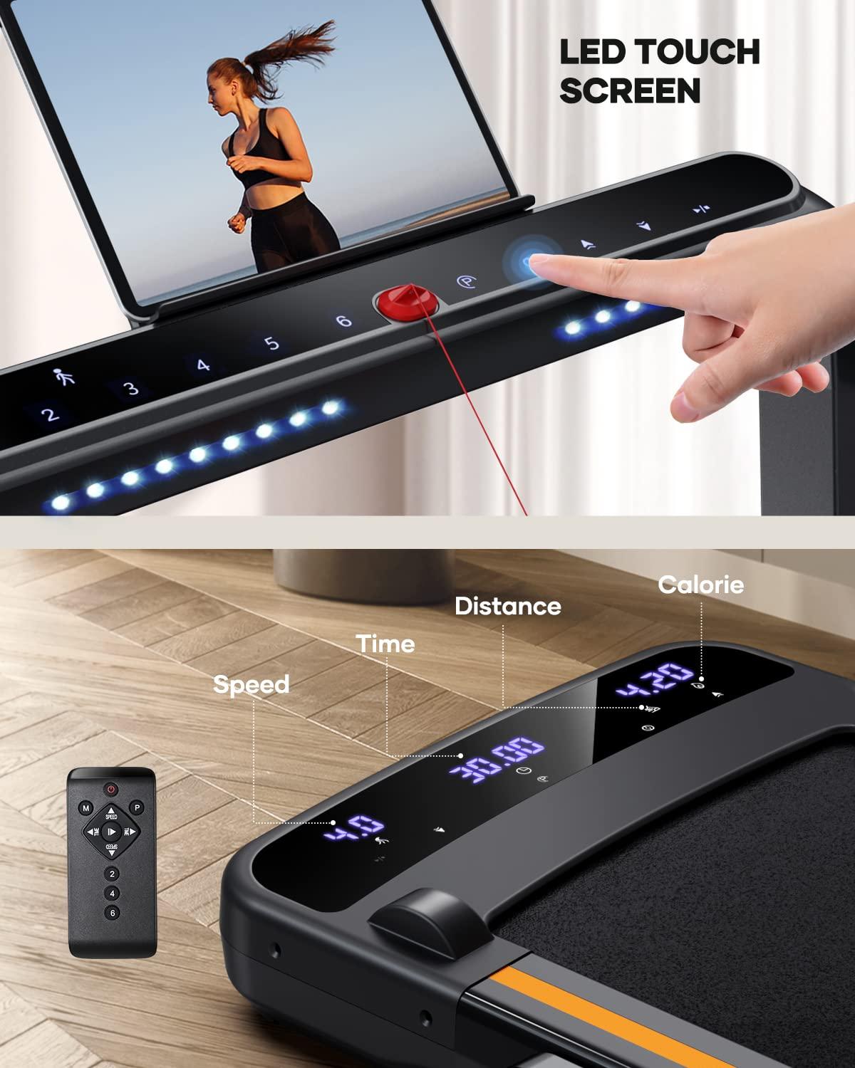 HomeTro HomeTro 3.0HP Foldable Compact Treadmill,2 in 1 Walking Pad & Jogging Machine for Home/Office,Dual LED Touch Screens Folding Under Desk Motorized Treadmills 265lbs, App& Remote Control,Assembly-Free