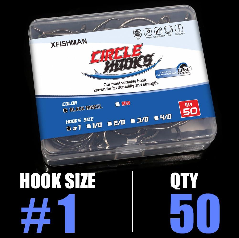 XFISHMAN Circle-Hooks-Fishing-Equipment-Octopus-Hooks-Saltwater-50 Pack #1 12/0