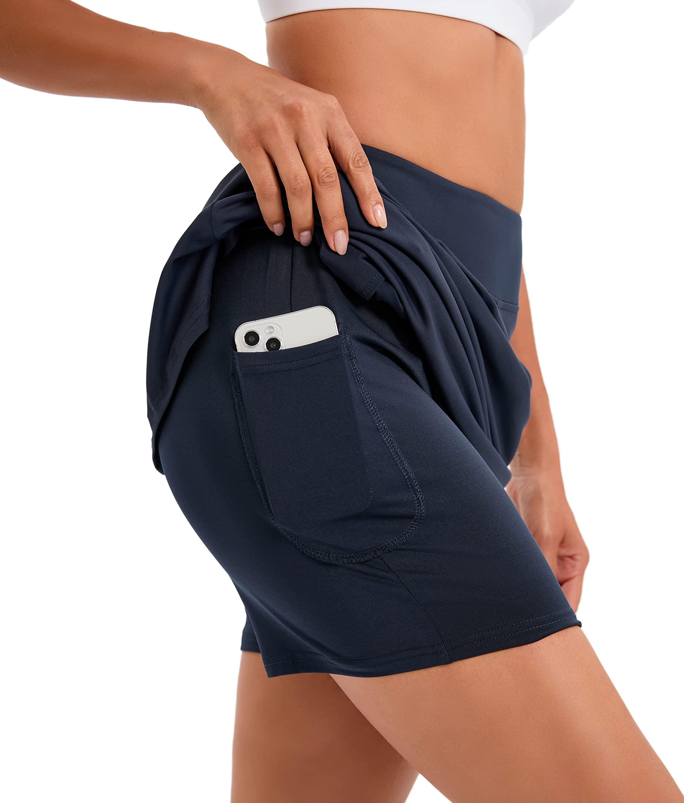 Jhsnjnr Jhsnjnr Women Summer Skirts Casual Tennis Skirts Knee Length Athletic Golf Skorts Skirts Navy Blue