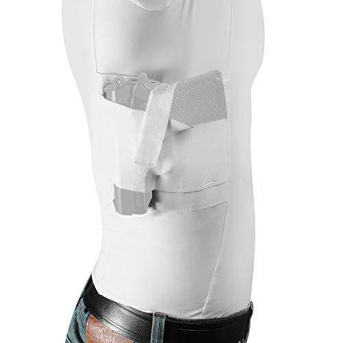 ConcealmentClothes ConcealmentClothes Men’s Concealed Carry CCW Holster Shirt for Pistols & Accessories, Crew Neck, White, Large